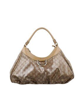 Gucci Abbey D Ring Hobo Brown Canvas Leather